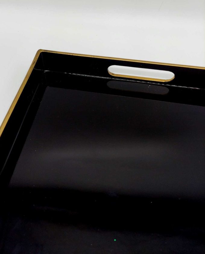 Tray Black Laca Type Golden Edges
