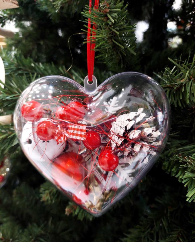 Ornament clear heart 12 cm