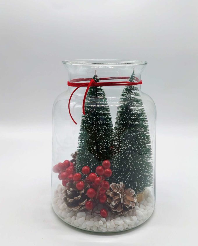 Christmas Arrangement Glass with Trees