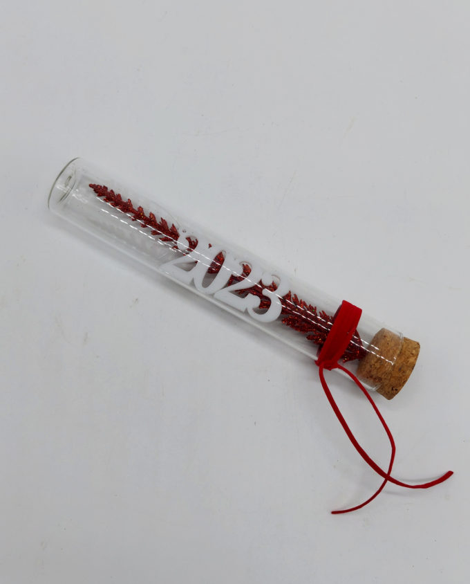 Lucky 2023 Glass Cylinder Red Leaf