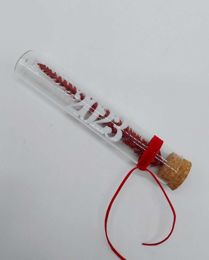 Lucky 2023 Glass Cylinder Red Leaf
