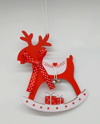 Ornament Red Wooden Reindeer