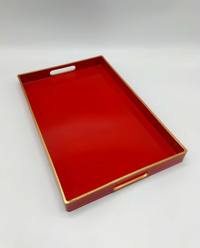 Tray Red Laca Type Golden Edges