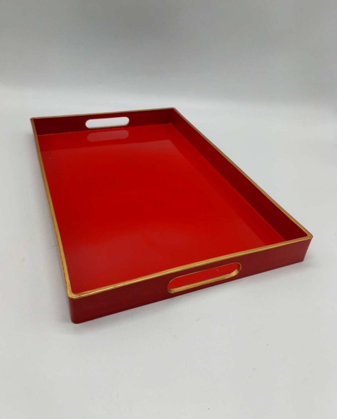 Tray Red Laca Type Golden Edges