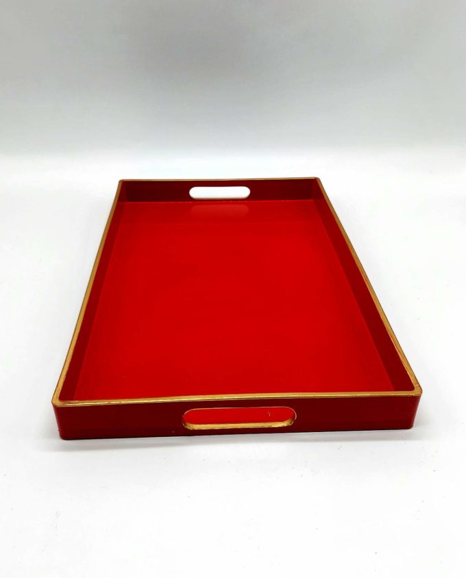 Tray Red Laca Type Golden Edges