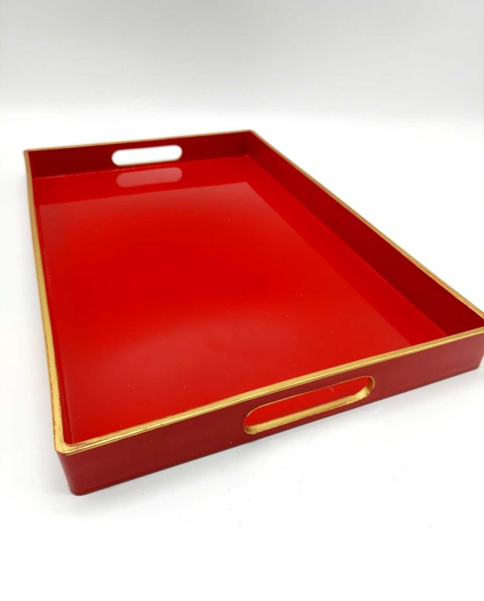 Tray Red Laca Type Golden Edges