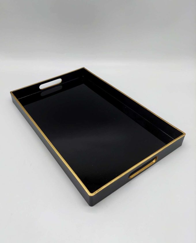 Tray Black Laca Type Golden Edges
