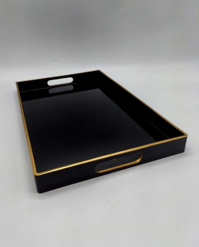 Tray Black Laca Type Golden Edges