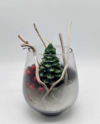 Christmas Arrangement Silver-Clear Tree Candle