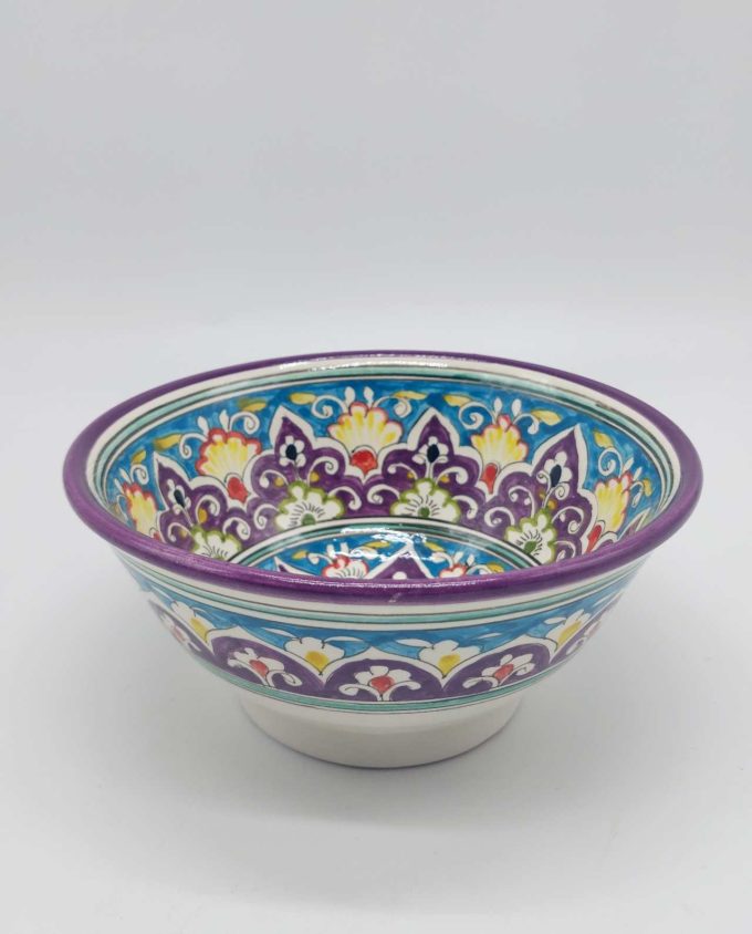 Bowl Ceramic Handpainted Purple Patterns
