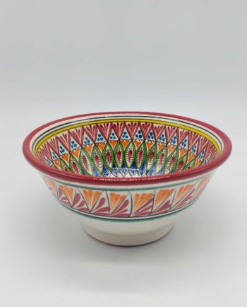 Bowl Ceramic Handpainted Red Patterns