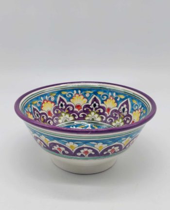 Bowl Ceramic Handpainted Purple Patterns