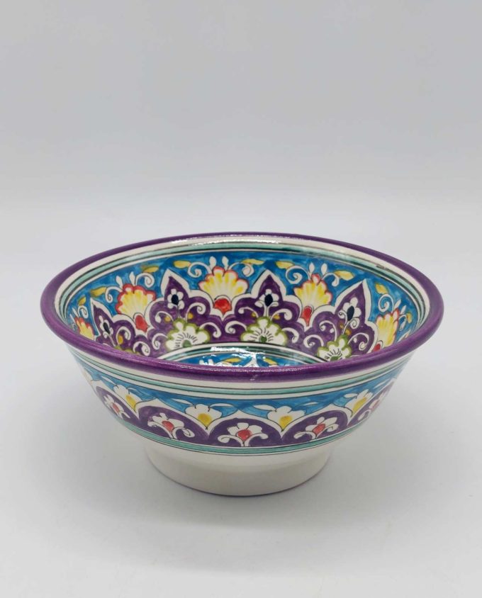 Bowl Ceramic Handpainted Purple Patterns