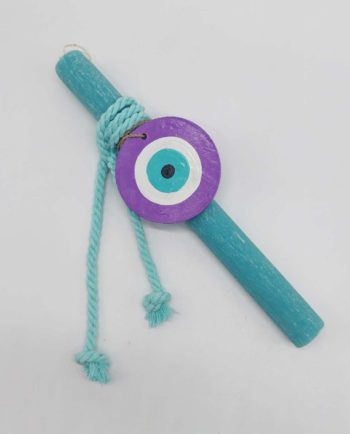 Easter Candle Wooden Turquoise Evil Eye