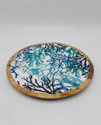 Platter Round Mango Wood "Corals"