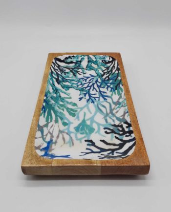 Platter Round Mango Wood "Corals" 37 cm x 20 cm