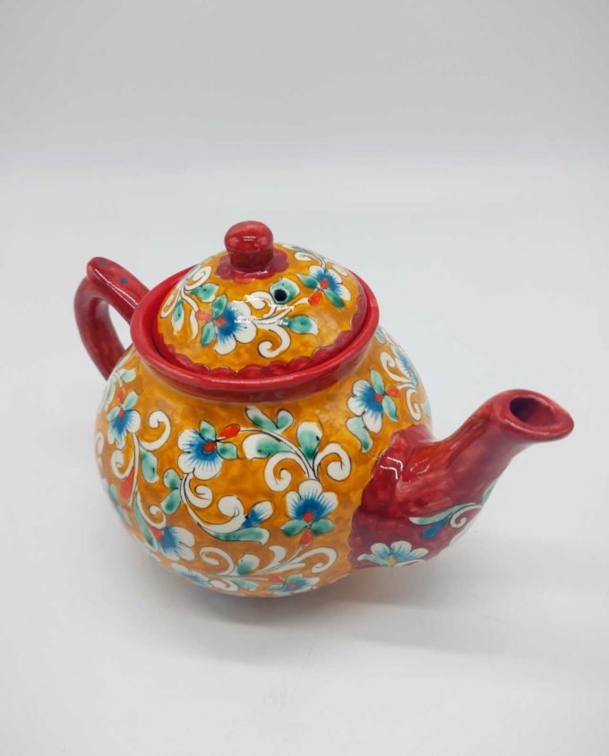Teapot Ceramic Hand Painted Flowers