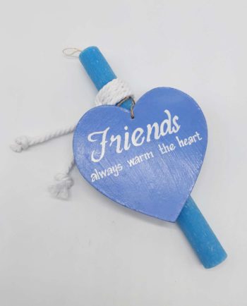 Πασχαλινή λαμπάδα ξύλινη λουλακί καρδιά Friends