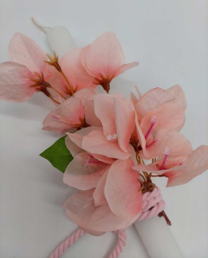 Πασχαλινή λαμπάδα υφασμάτινη ροζ βουκαμβίλια
