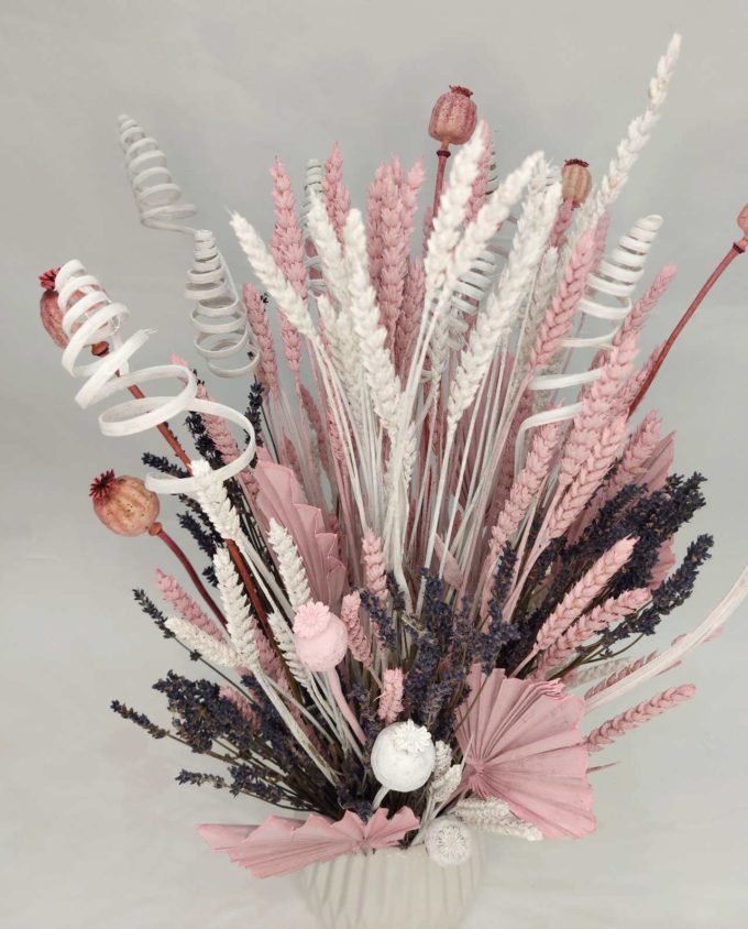 Arrangement Dried Flowers Pink & White