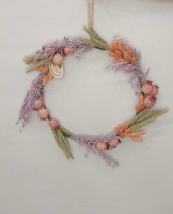 Wreath Dried Flowers Pink Lilac Diameter 40 cm