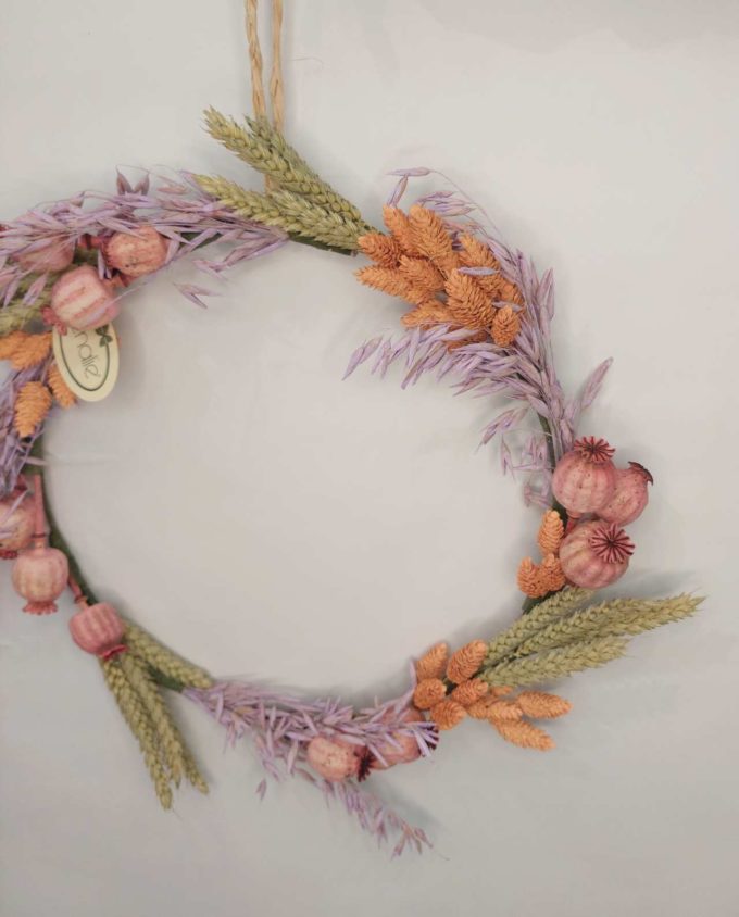 Wreath Dried Flowers Pink Lilac Diameter 40 cm
