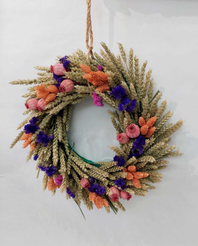 Wreath Dried Flowers Multicolor Diameter 45 cm