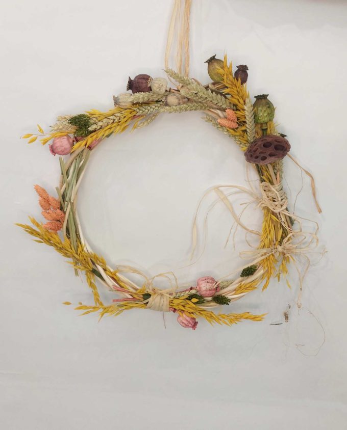 Wreath Wicker Dried Flowers Diameter 38 cm