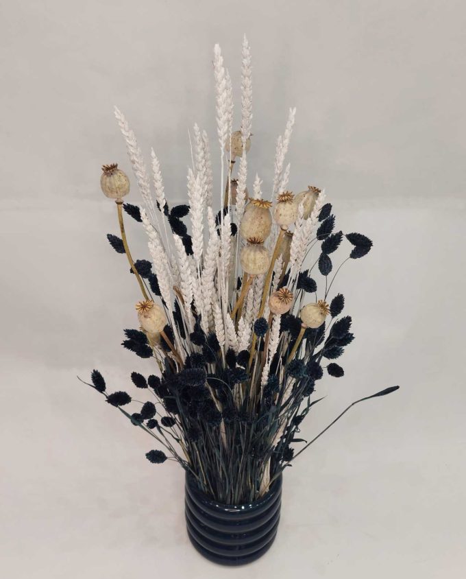 Dried Flowers Blue White Arrangement