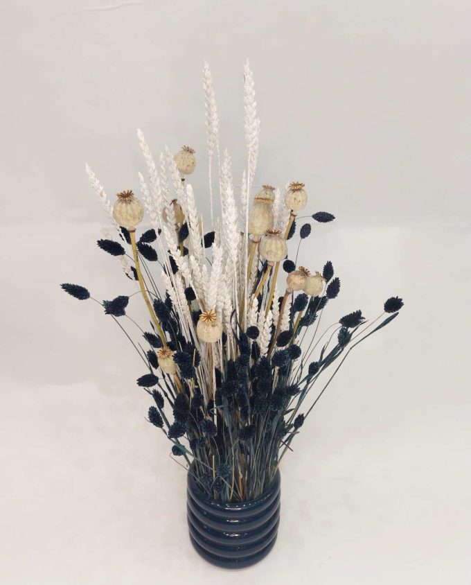 Dried Flowers Blue White Arrangement