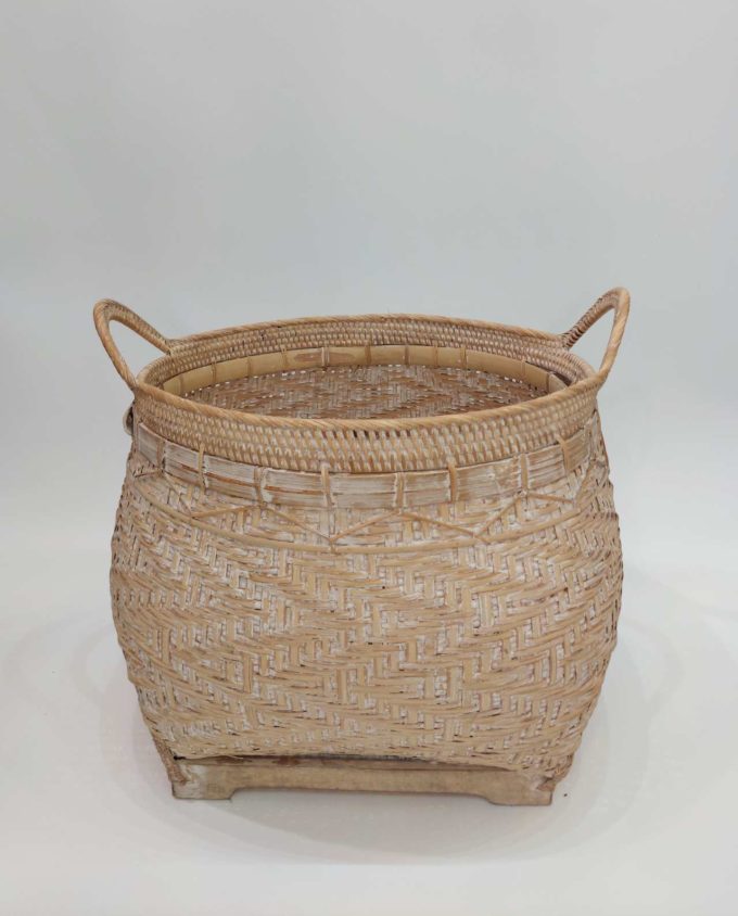 Basket Rattan Whitewash Height 40 cm