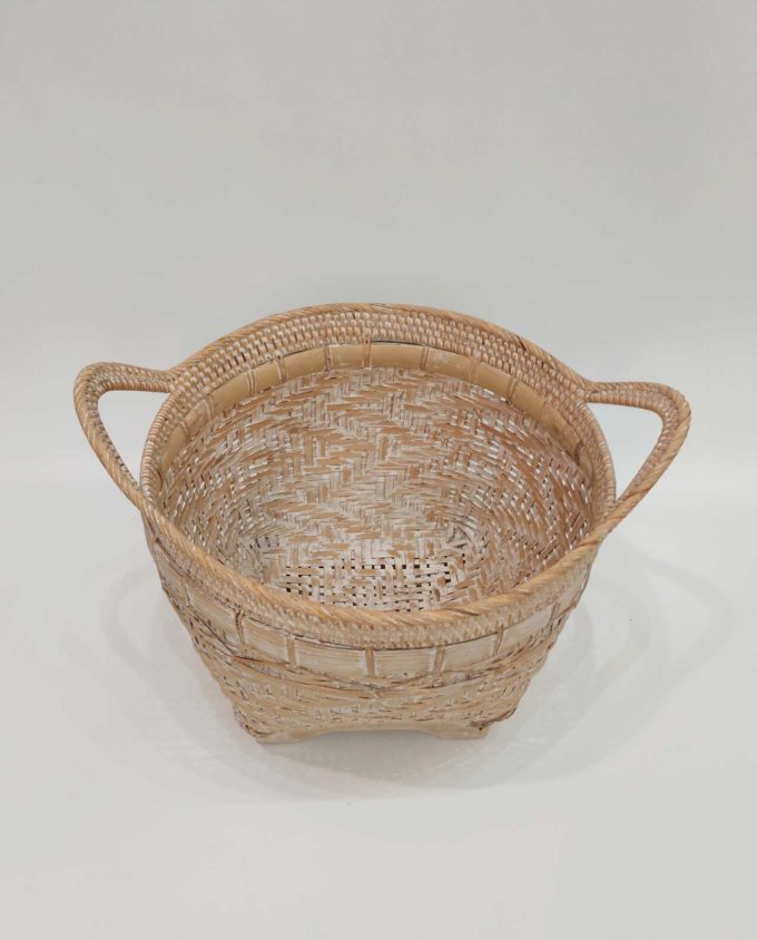 Basket Rattan Whitewash Height 27 cm