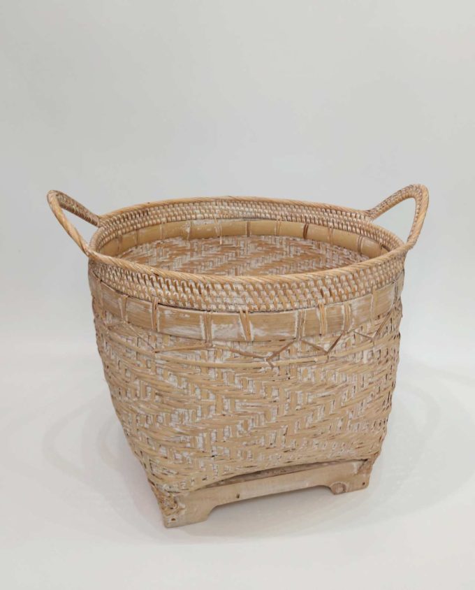 Basket Rattan Whitewash Height 35 cm