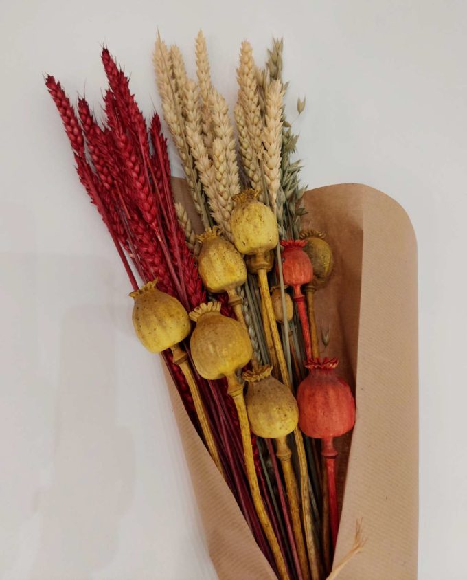 Dried Flowers Yellow Red Mix Bouquet