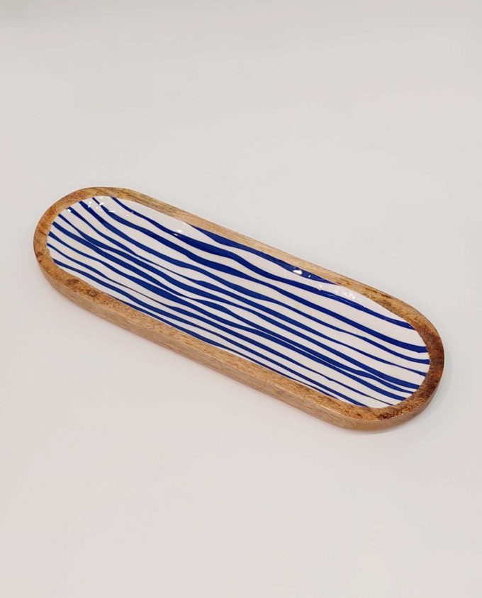 Platter Mango Wood "Waves" 38 cm x 13 cm