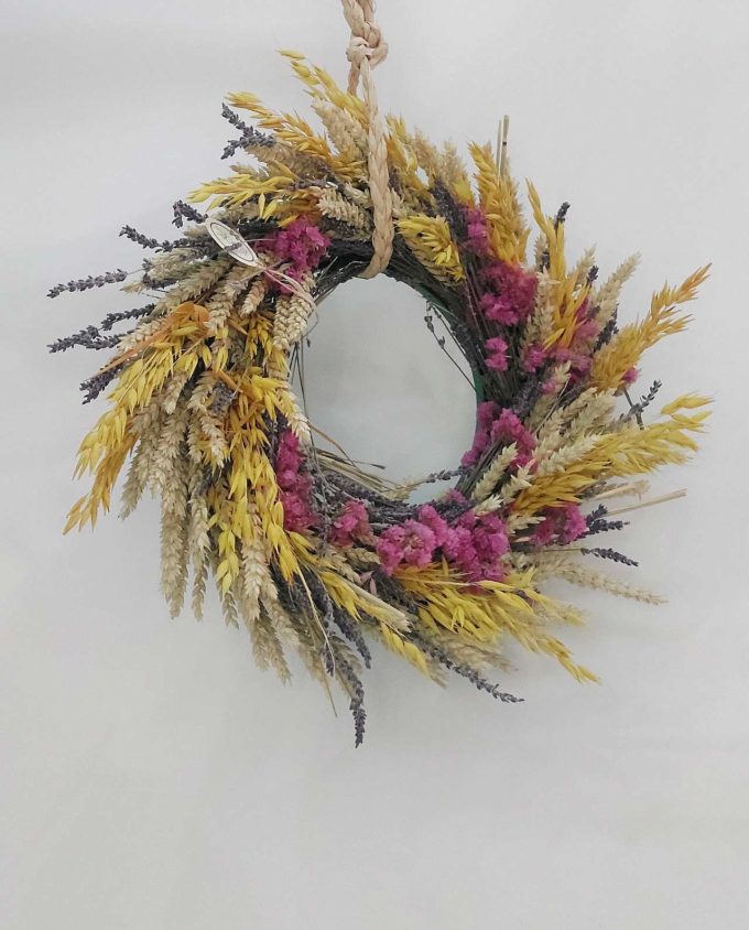 Wreath Dried Lavender, Yellow Oat & Wheat Diameter 45 cm