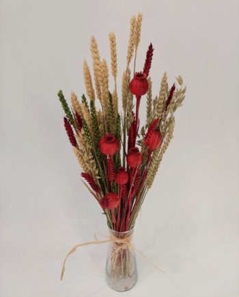 Dried Flowers Red Green Mix Bouquet