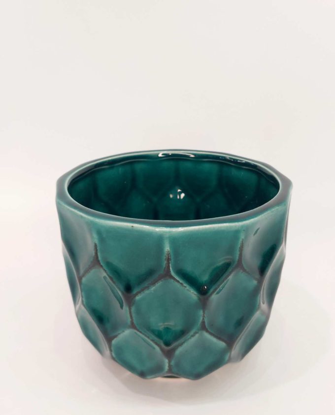 Pot Teal Ceramic Diameter 15 cm