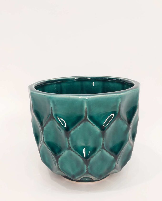 Pot Teal Ceramic Diameter 15 cm