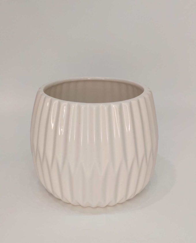 Pot White Ceramic Diameter 14 cm