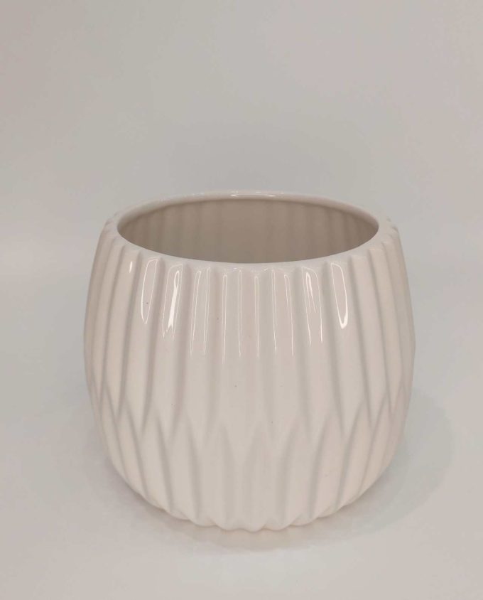 Pot White Ceramic Diameter 14 cm