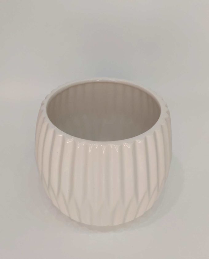 Pot White Ceramic Diameter 14 cm