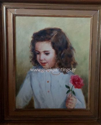 Painting Oil on Canvas Potrait of Girl