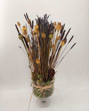 Dried Flowers Yellow Arrangement Vase