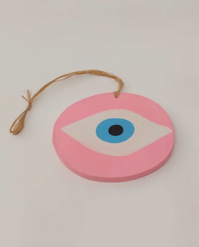 Evil Eye Handmade Wooden Pink 13 cm x 11 cm