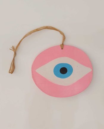 Evil Eye Handmade Wooden Pink 13 cm x 11 cm