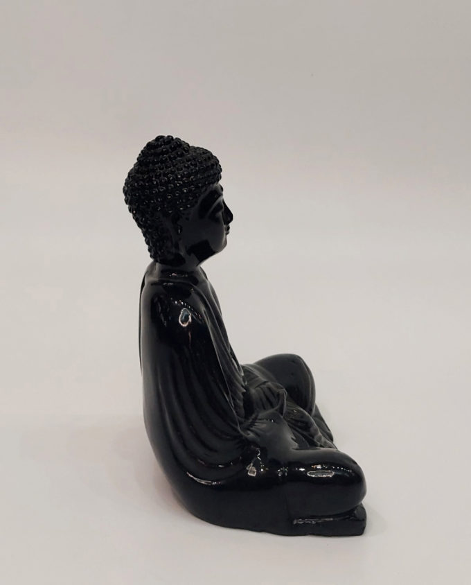 Buddha Resin Black Height 15 cm