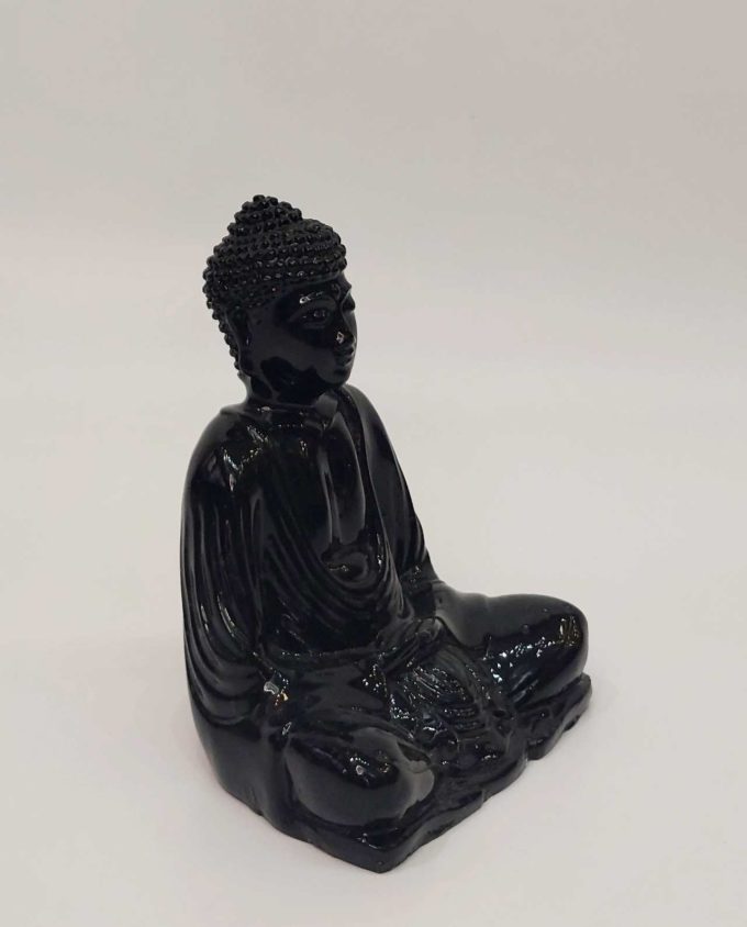 Buddha Resin Black Height 15 cm