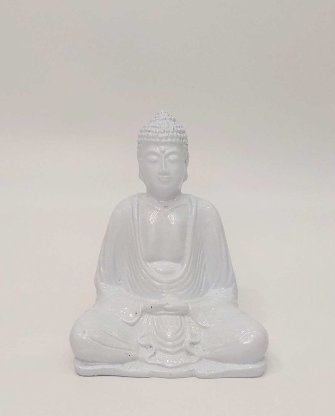 Buddha Resin White Height 15 cm
