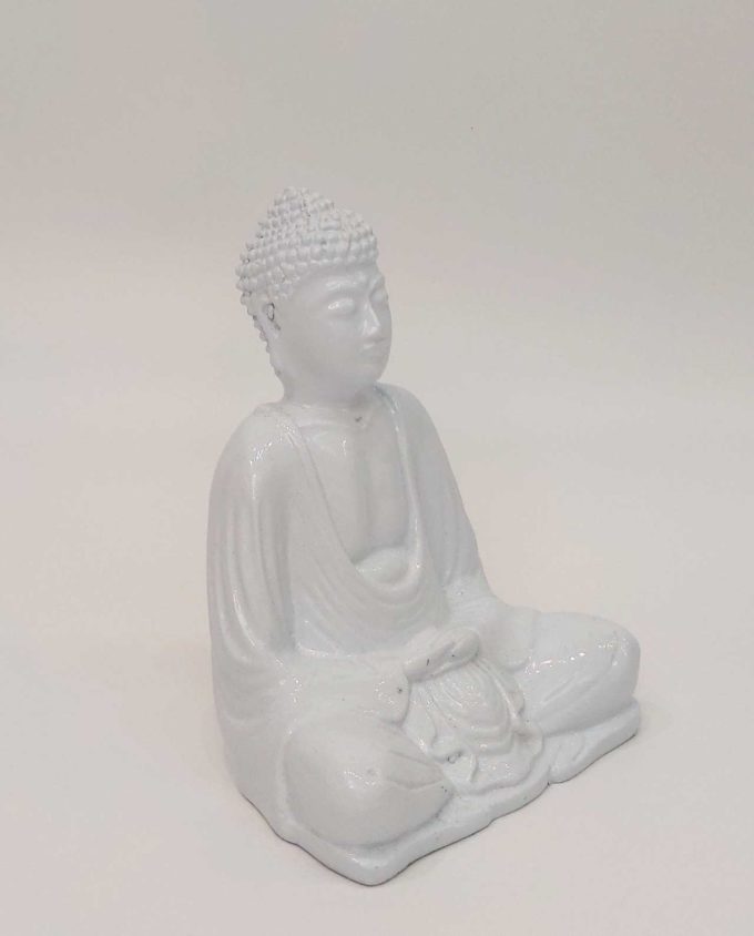 Buddha Resin White Height 15 cm